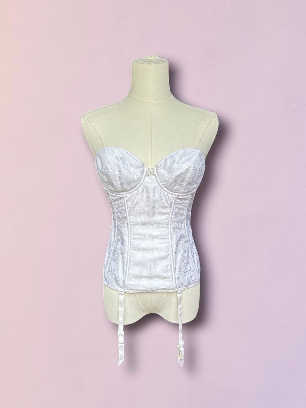 White Lace Bustier Corset with Garter Straps